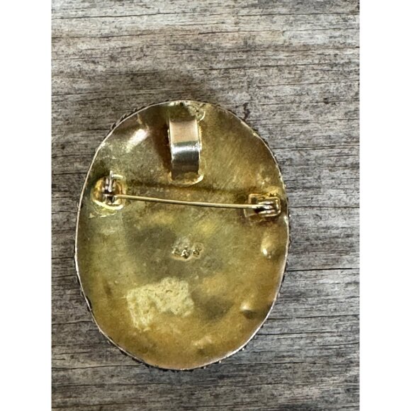 Vintage Sterling Silver Israel Brooch pendant Oval 31.4G - Picture 12 of 13